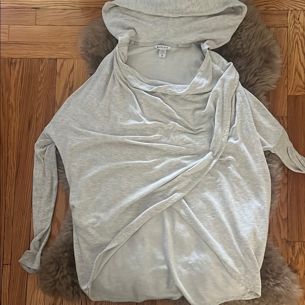 Gray Draped Long Sleeve Top